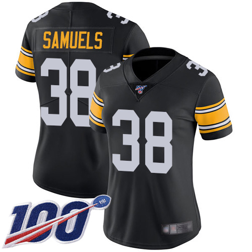Women Pittsburgh Steelers Football #38 Limited Black Jaylen Samuels Alternate 100th Season Vapor Untouchable Nike NFL Jersey->women nfl jersey->Women Jersey